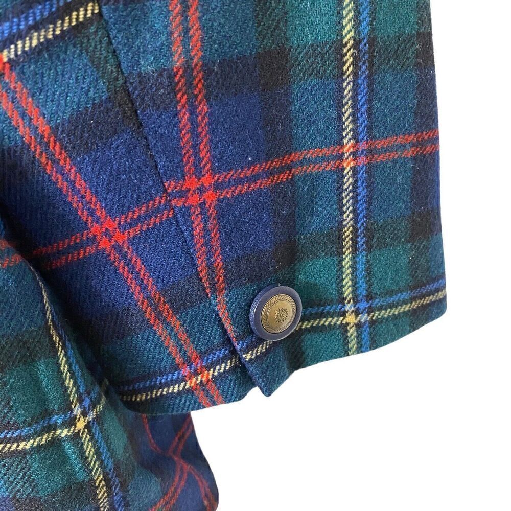 Vintage Pendleton Blazer Jacket Womens 14 Petite Green Tartan Wool Check Preppy - Picture 7 of 9
